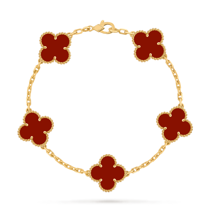 Vintage Alhambra 5 Clover Bracelet – Red