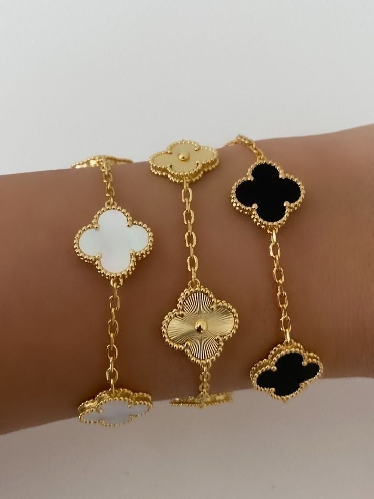 VINTAGE ALHAMBRA 5 CLOVER BRACELET – WHITE