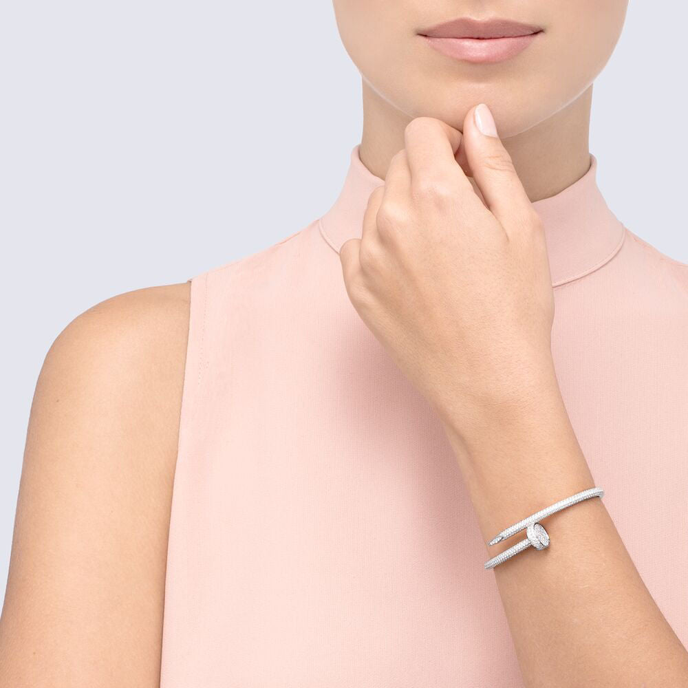 PAVÉ CRYSTAL NAIL BRACELET - SILVER