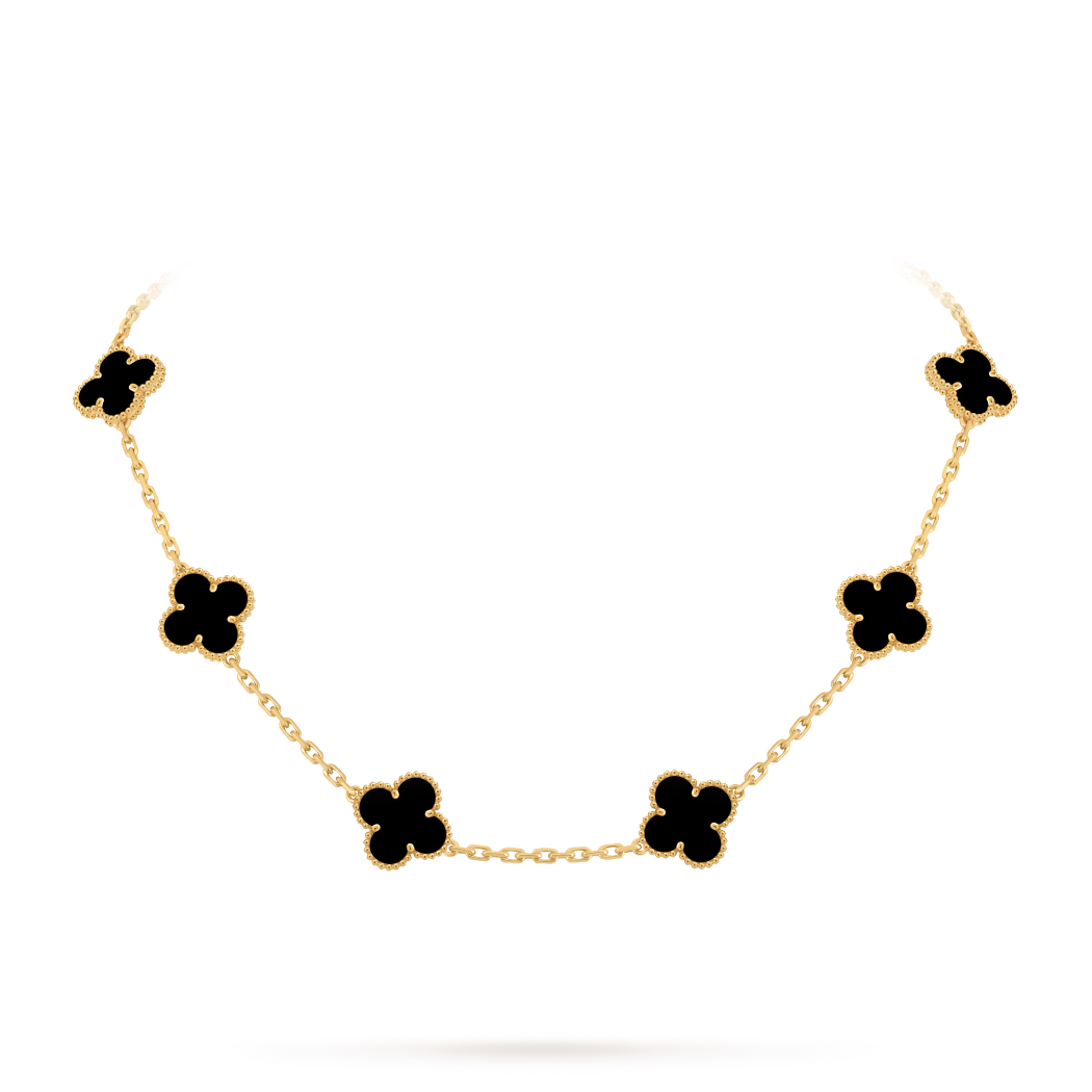 Vintage Alhambra 10 Clover Necklace – Black