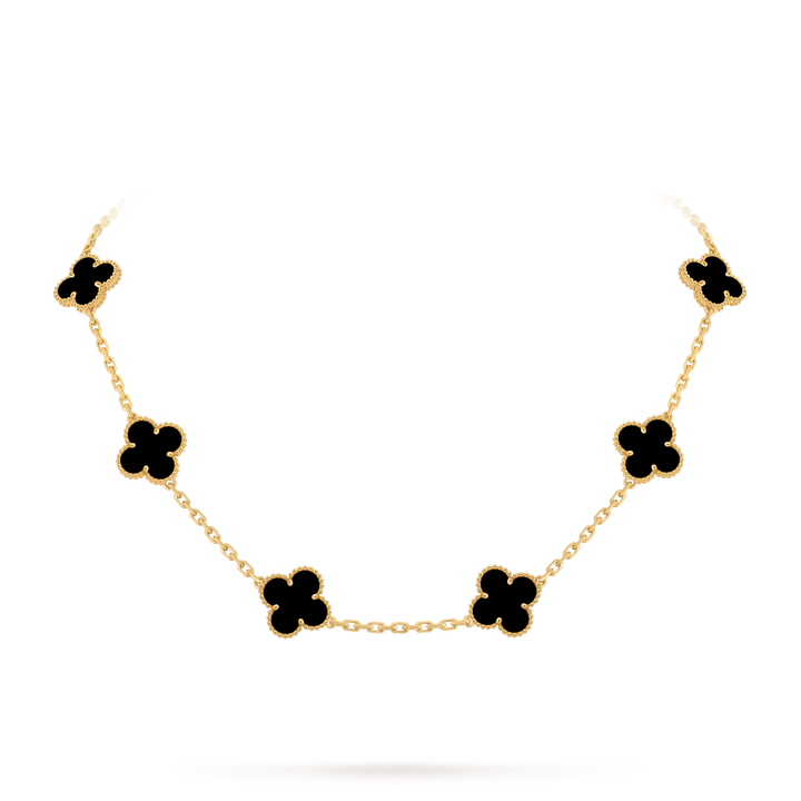 Vintage Alhambra 10 Clover Necklace – Black