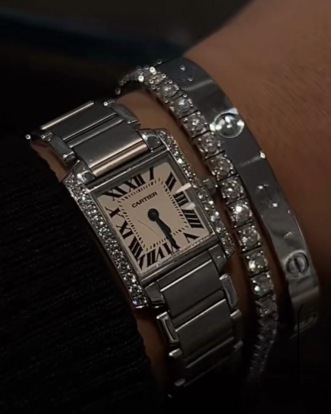 CT Française Silver Encrusted Watch