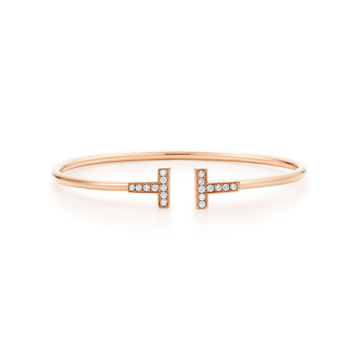 TF T bracelet rose gold with cubic zirconia