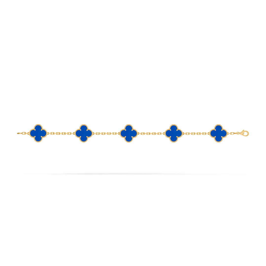 Vintage Alhambra 5 Clover Bracelet – Blue