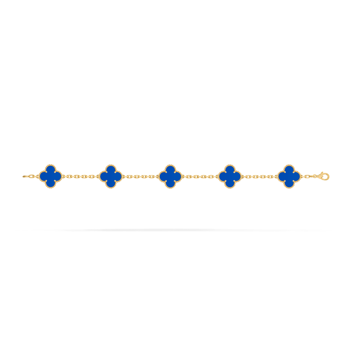 Vintage Alhambra 5 Clover Bracelet – Blue