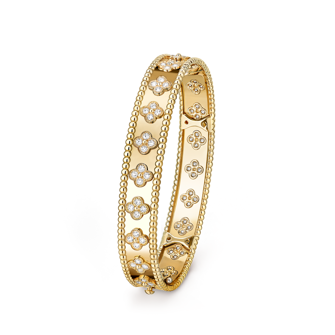 Four-Leaf Clover Bracelet with Zirconia Gold