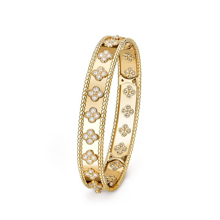 Four-Leaf Clover Bracelet with Zirconia Gold