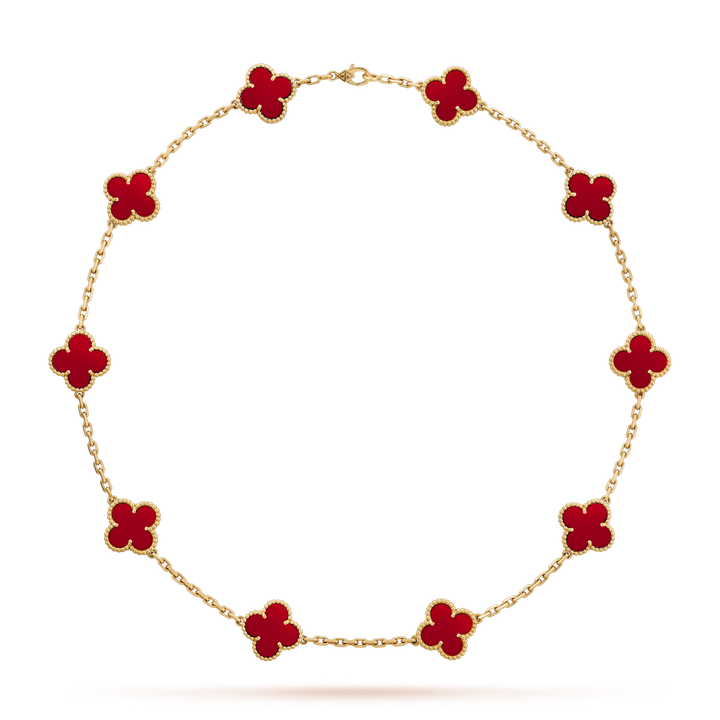 Vintage Alhambra 10 Clover Necklace – Red