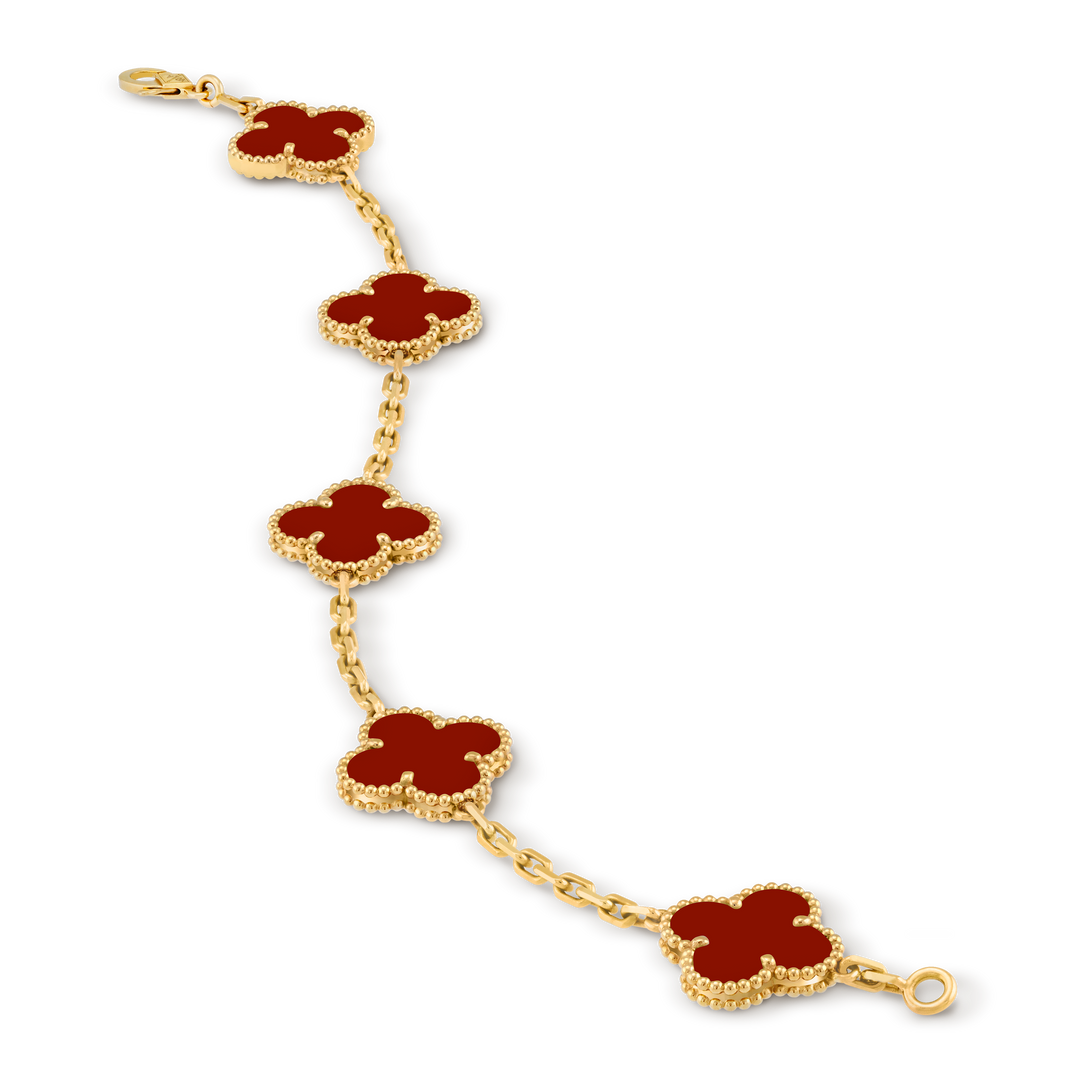 Vintage Alhambra 5 Clover Bracelet – Red