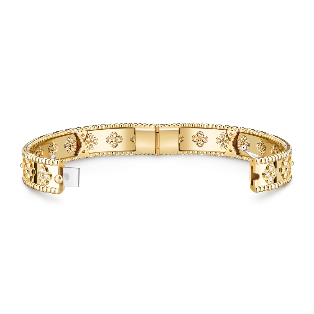 Four-Leaf Clover Bracelet with Zirconia Gold