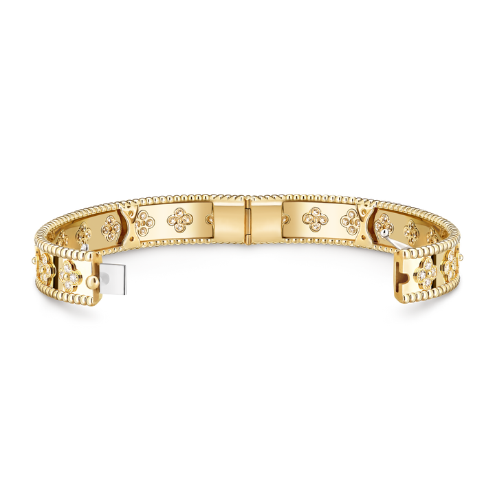 Four-Leaf Clover Bracelet with Zirconia Gold