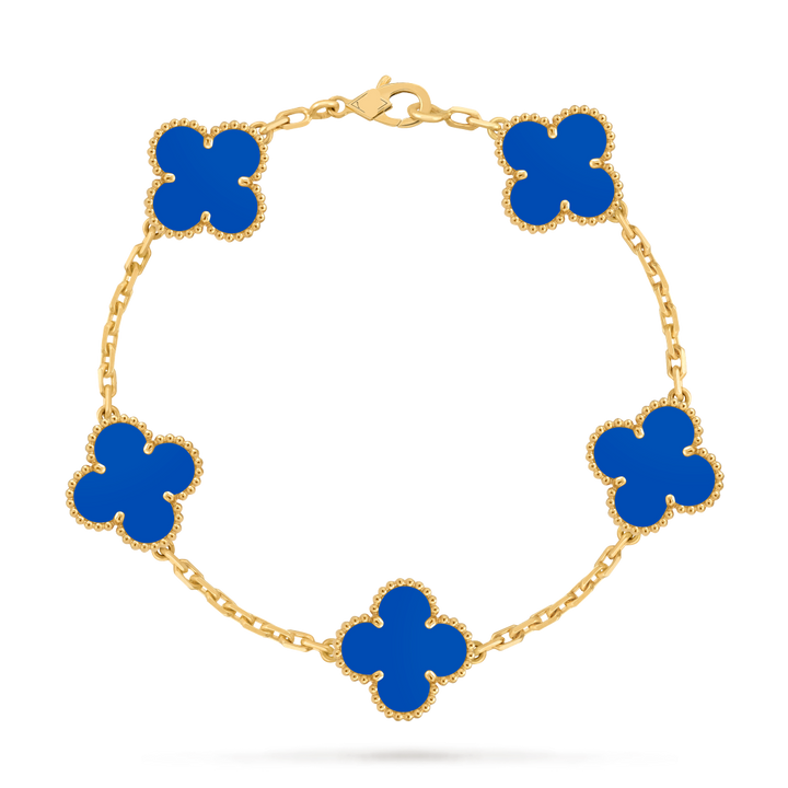 Vintage Alhambra 5 Clover Bracelet – Blue