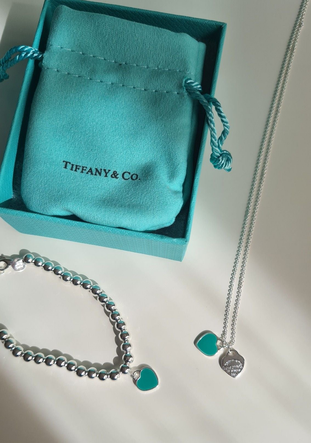 Heart Necklace and Bracelet Set