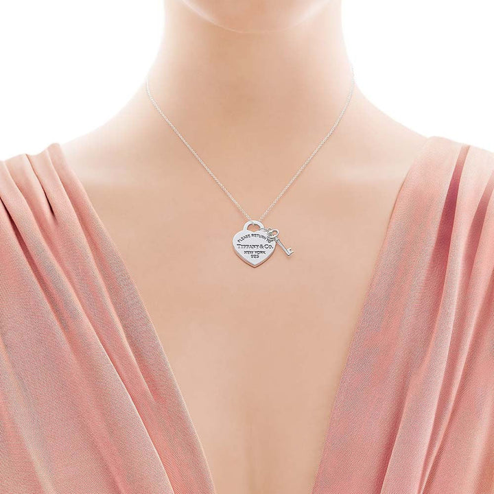 Tiff Heart and Key Necklace