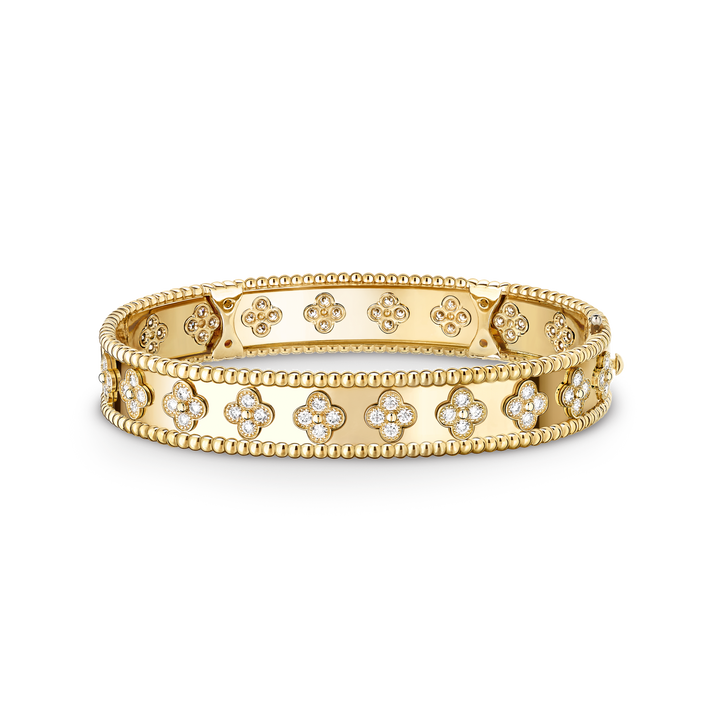 Four-Leaf Clover Bracelet with Zirconia Gold