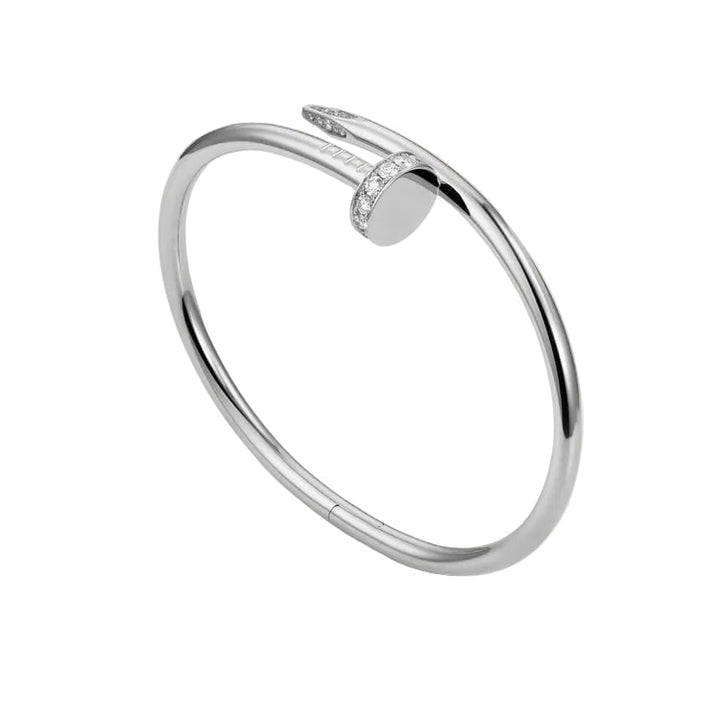 Nail Bracelet With Crystal - Silver