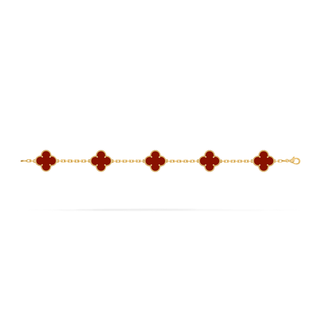 Vintage Alhambra 5 Clover Bracelet – Red