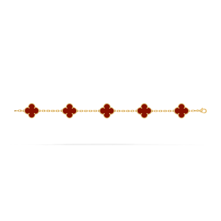 Vintage Alhambra 5 Clover Bracelet – Red