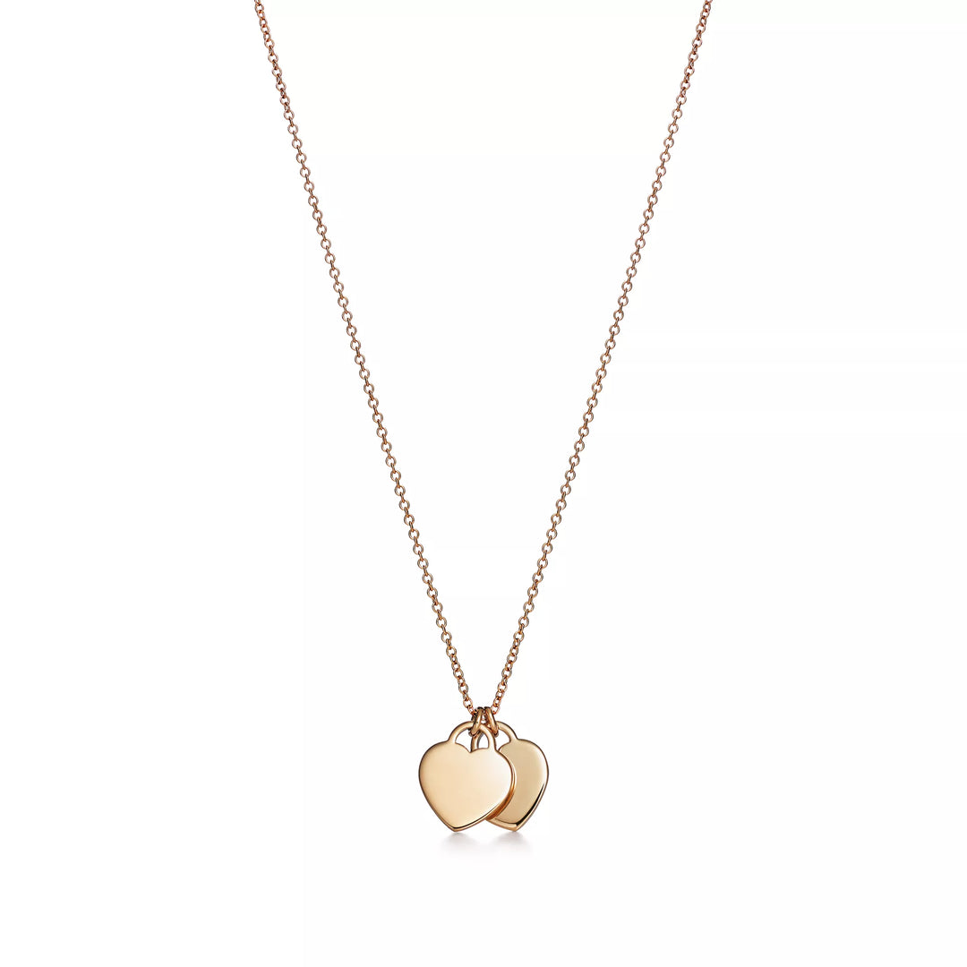 TF Gold Necklace With Two Heart Pendants