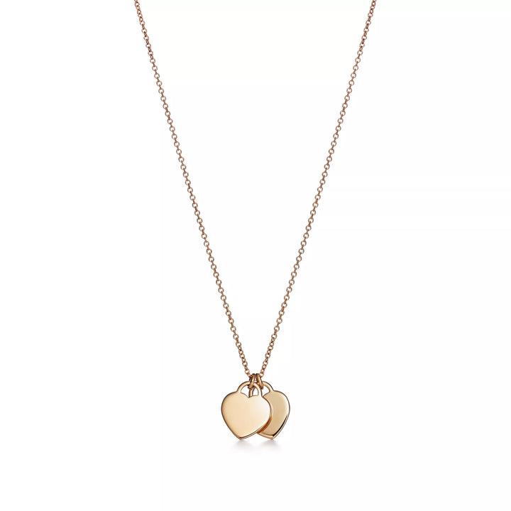 TF Gold Necklace With Two Heart Pendants