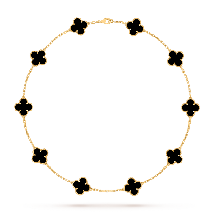 Vintage Alhambra 10 Clover Necklace – Black
