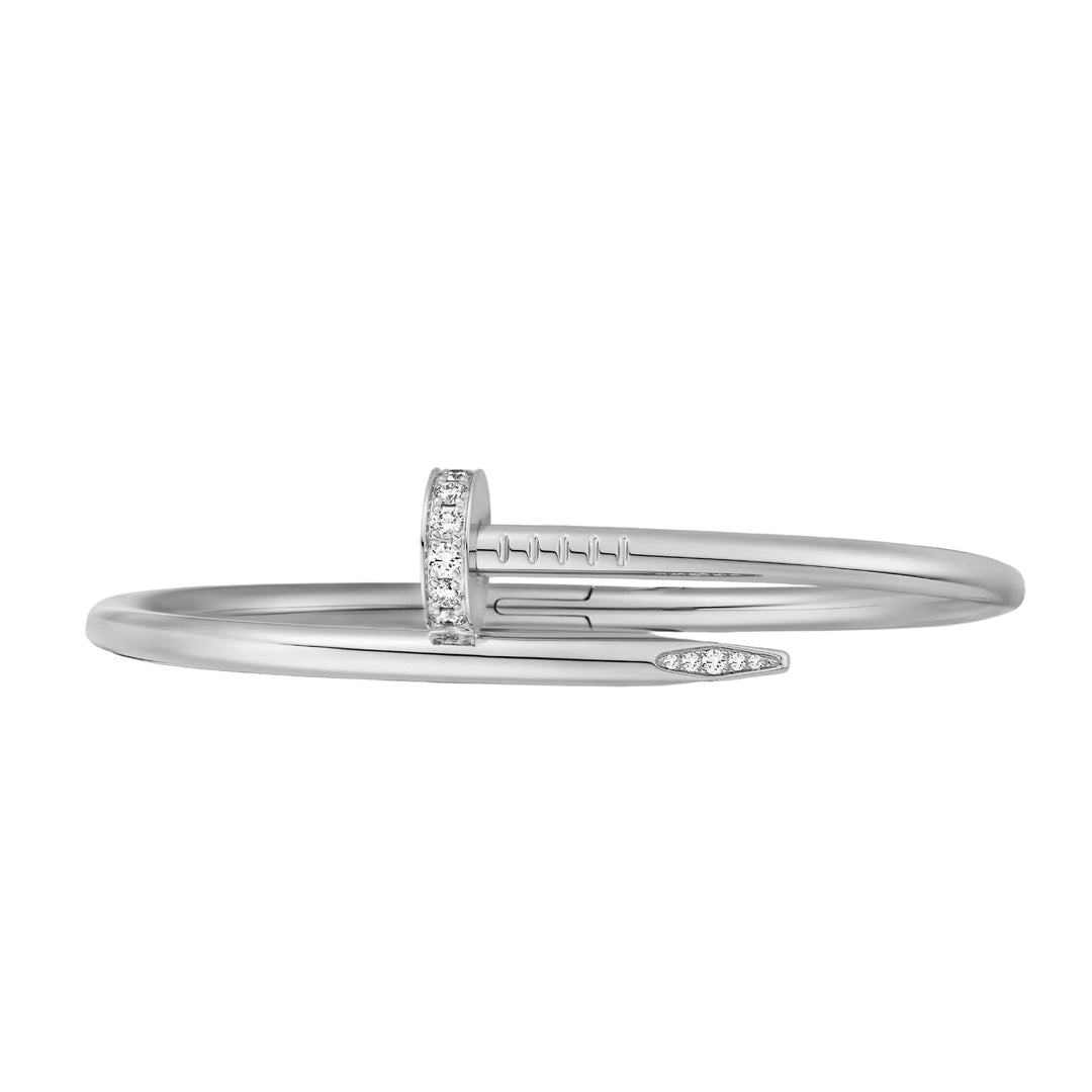Nail Bracelet With Crystal - Silver