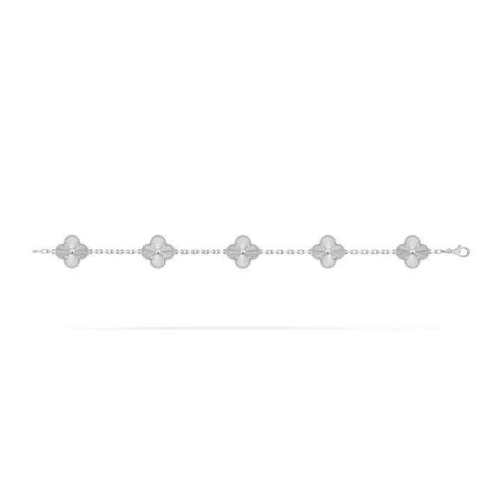 Vintage Alhambra 5 Clover Bracelet – Silver