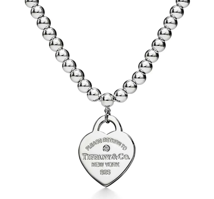 TF Necklace with Heart Pendant and Beads