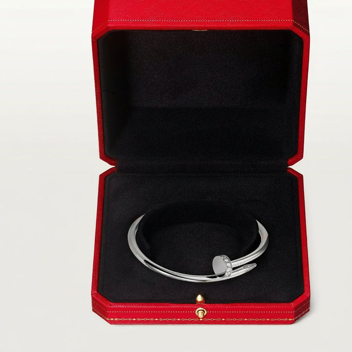 Nail Bracelet With Crystal - Silver