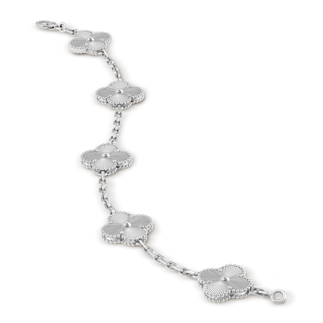 Vintage Alhambra 5 Clover Bracelet – Silver
