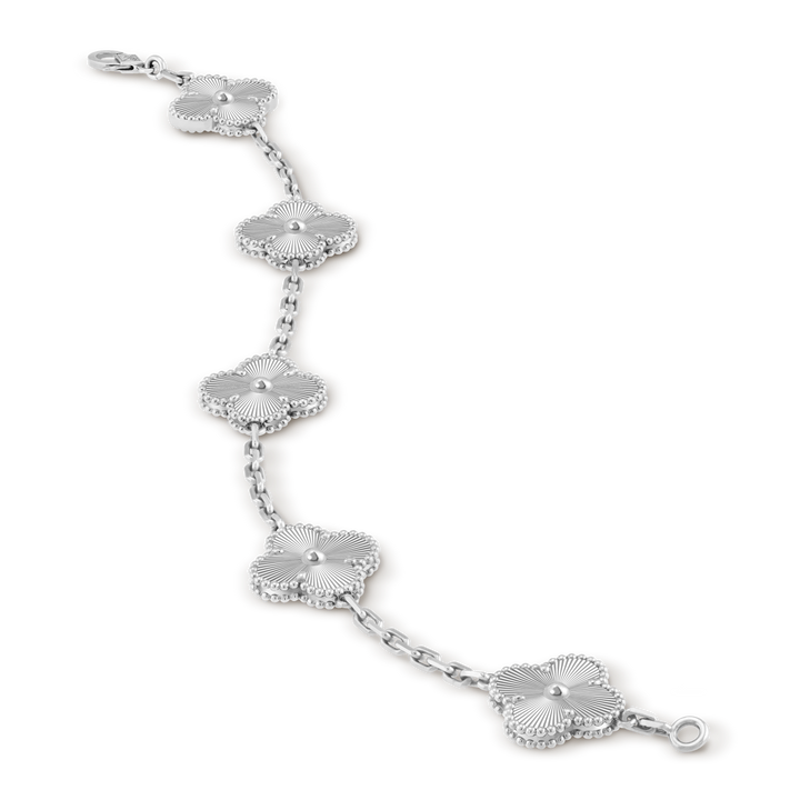 Vintage Alhambra 5 Clover Bracelet – Silver