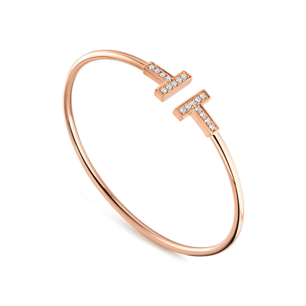 TF T bracelet rose gold with cubic zirconia