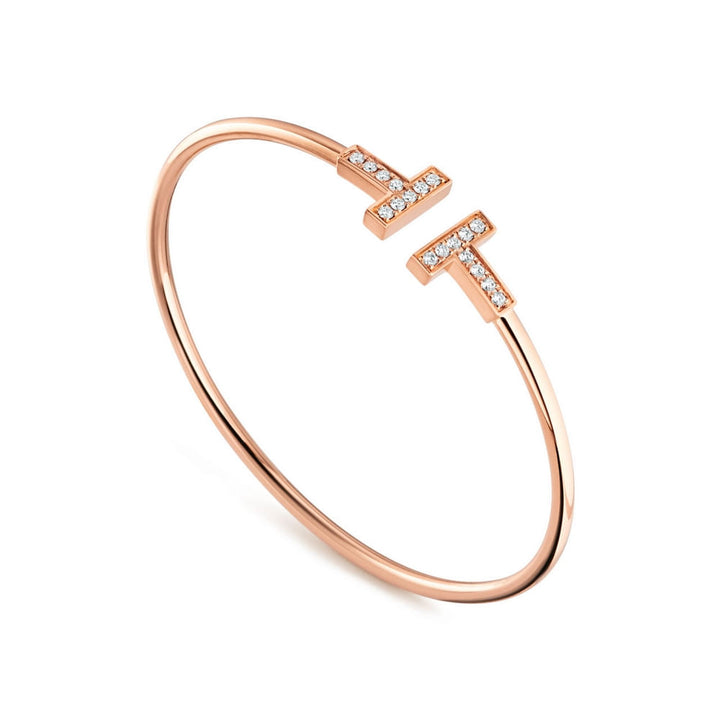 TF T bracelet rose gold with cubic zirconia