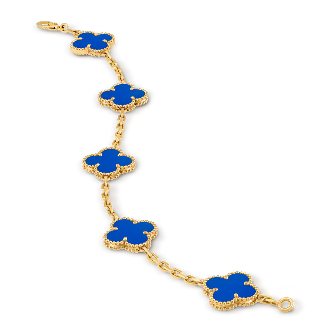 Vintage Alhambra 5 Clover Bracelet – Blue