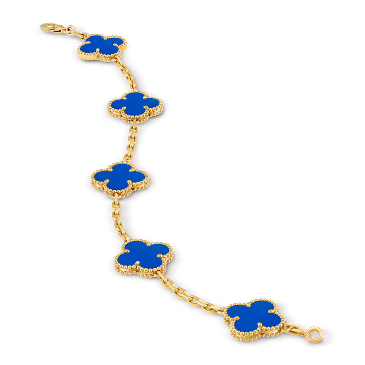 Vintage Alhambra 5 Clover Bracelet – Blue