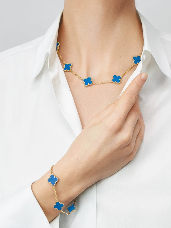 Vintage Alhambra 10 Clover Necklace – Blue