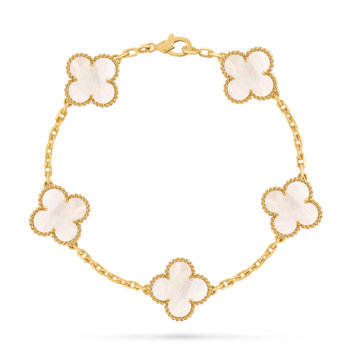 VINTAGE ALHAMBRA 5 CLOVER BRACELET – WHITE