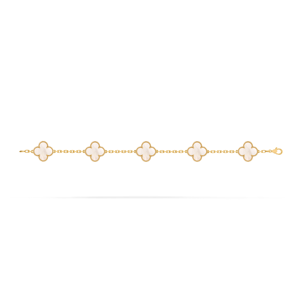 VINTAGE ALHAMBRA 5 CLOVER BRACELET – WHITE