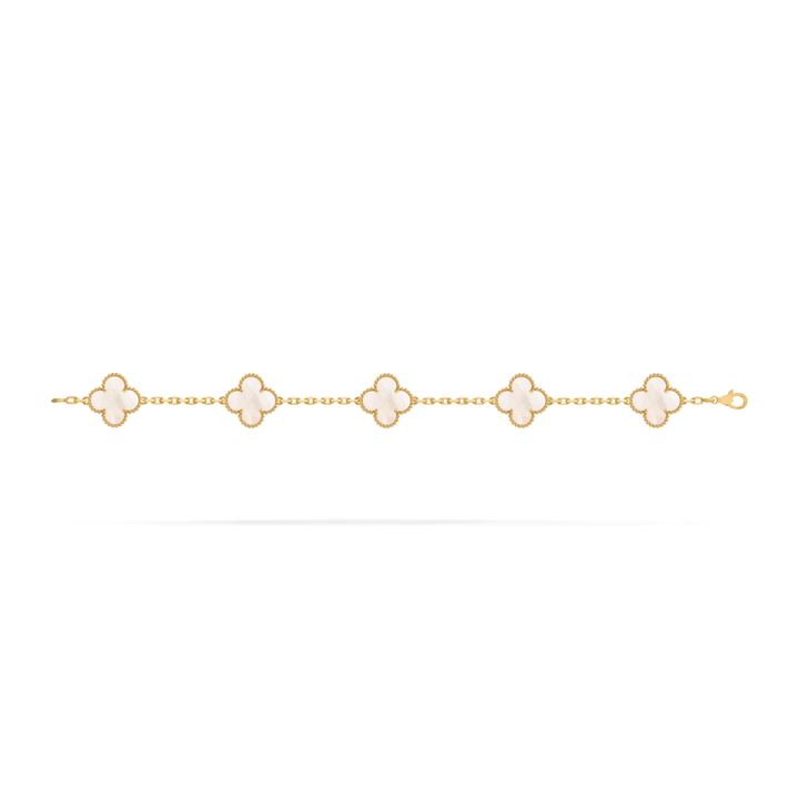 VINTAGE ALHAMBRA 5 CLOVER BRACELET – WHITE
