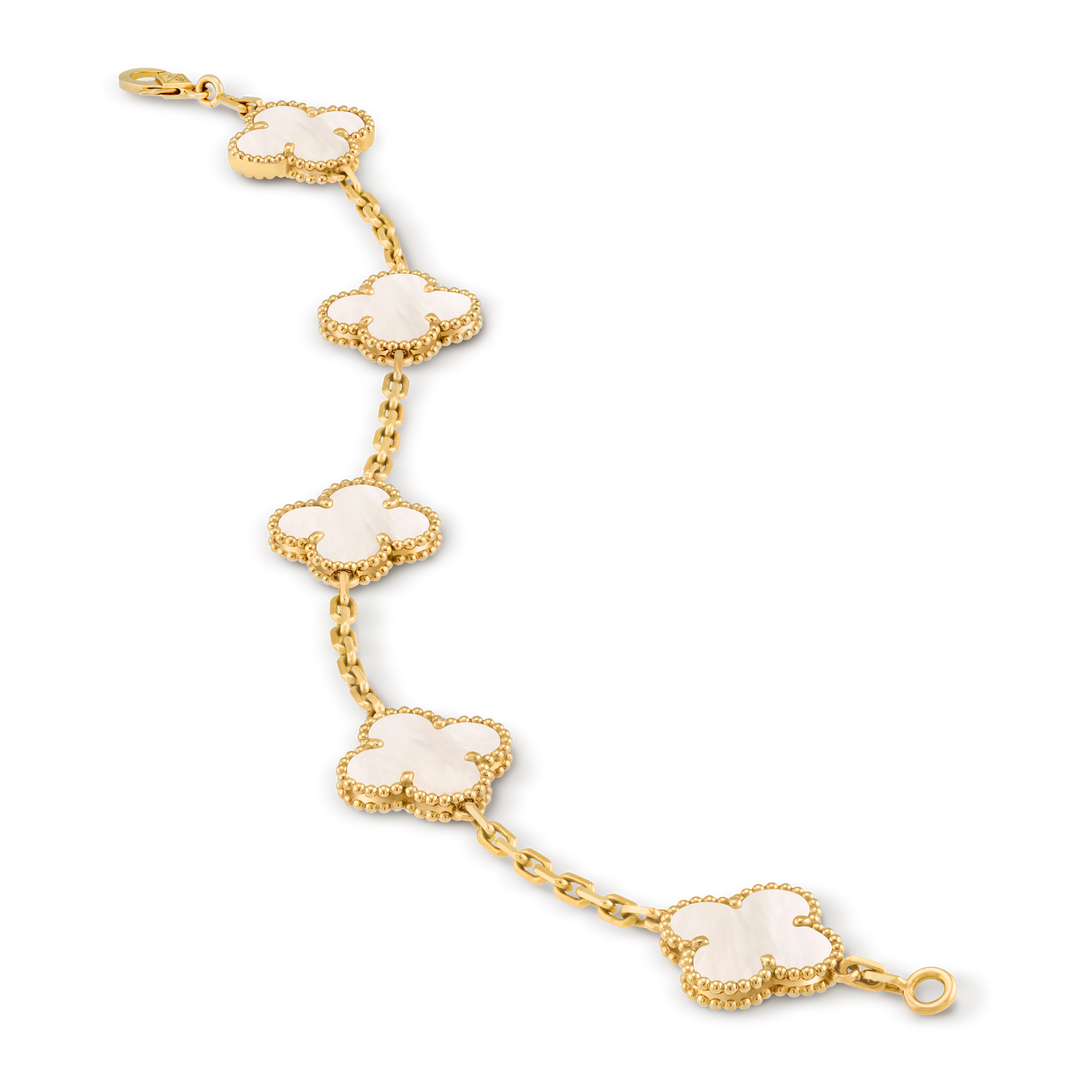 VINTAGE ALHAMBRA 5 CLOVER BRACELET – WHITE