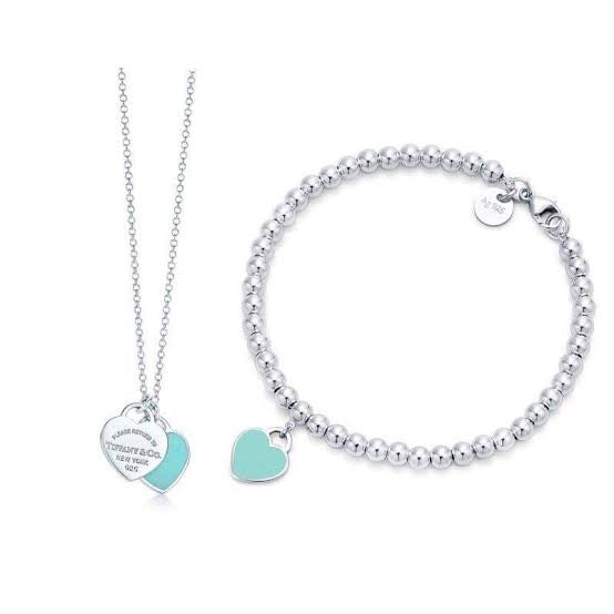 Heart Necklace and Bracelet Set