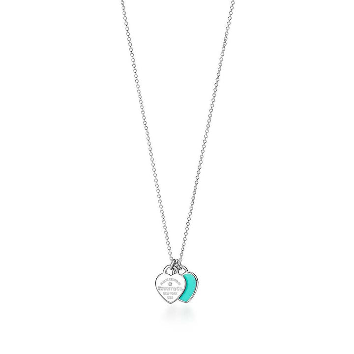 TF Silver Necklace with Blue Heart Pendant