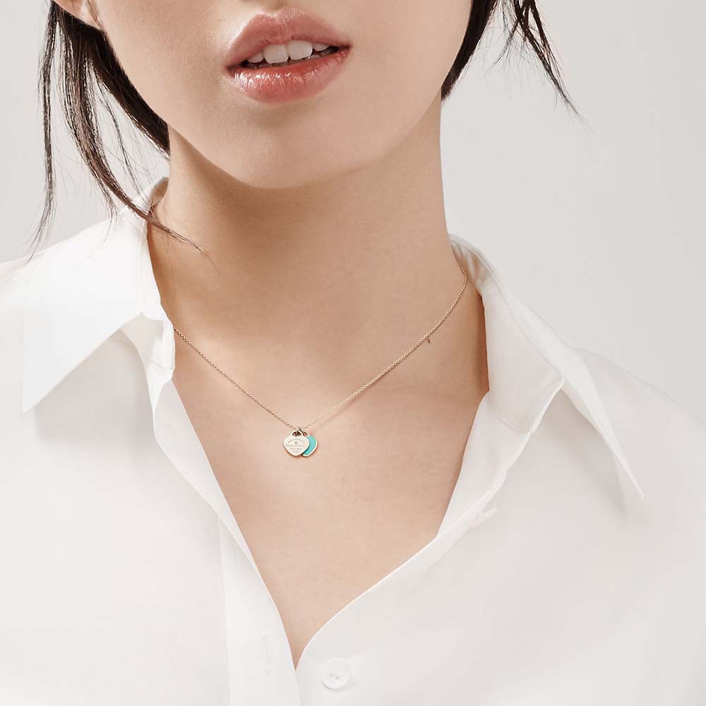 TF Silver Necklace with Blue Heart Pendant