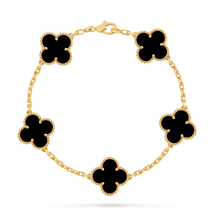 Vintage Alhambra 5 Clover Bracelet – Black
