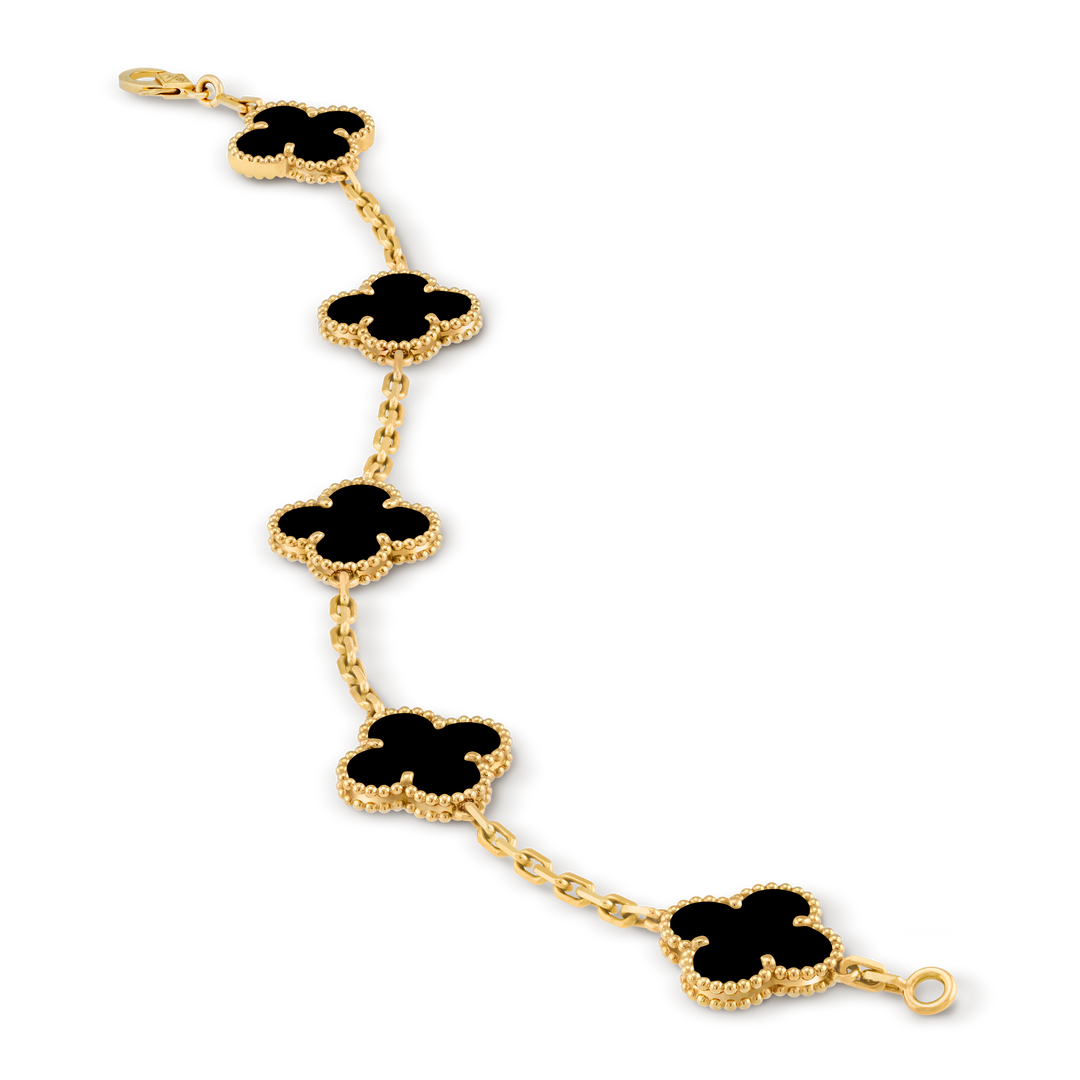 Vintage Alhambra 5 Clover Bracelet – Black